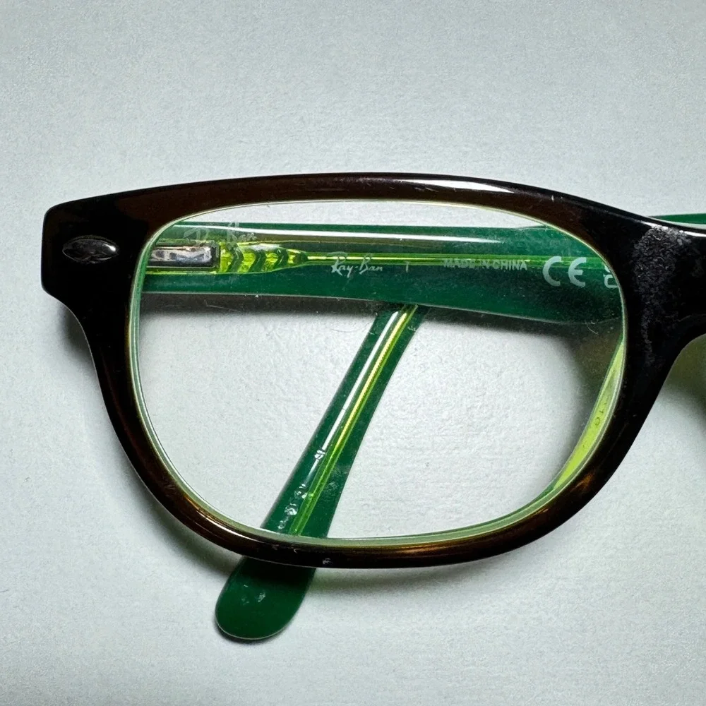 Ray-Ban RB 1555 3665 Brown Green Rectangular Eyeglasses Frames 46-16-125